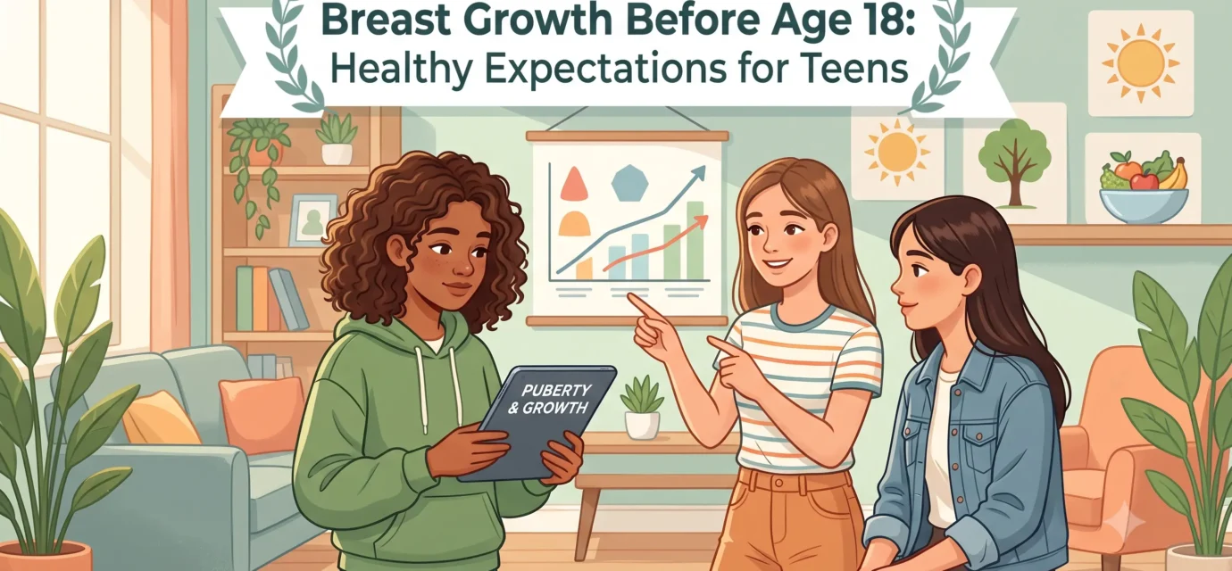 girls reviewing puberty development charts.