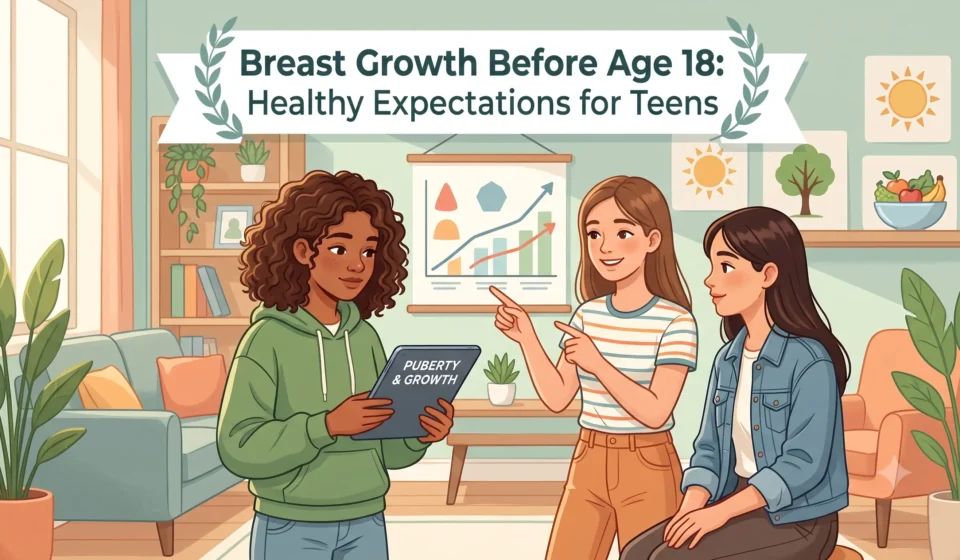 girls reviewing puberty development charts.