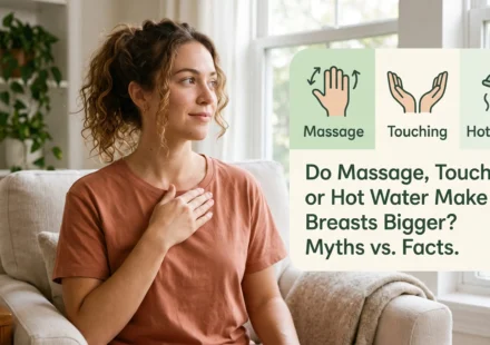 Educational infographic addressing breast growth myths vs facts
