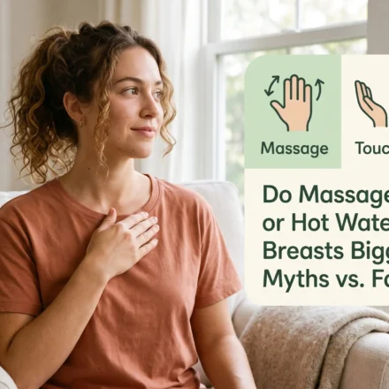 Educational infographic addressing breast growth myths vs facts