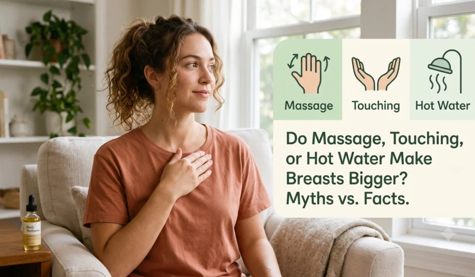 Educational infographic addressing breast growth myths vs facts