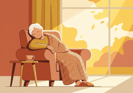 sleeping old lady in day