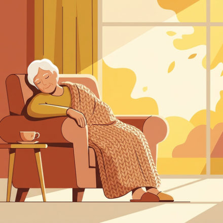 sleeping old lady in day