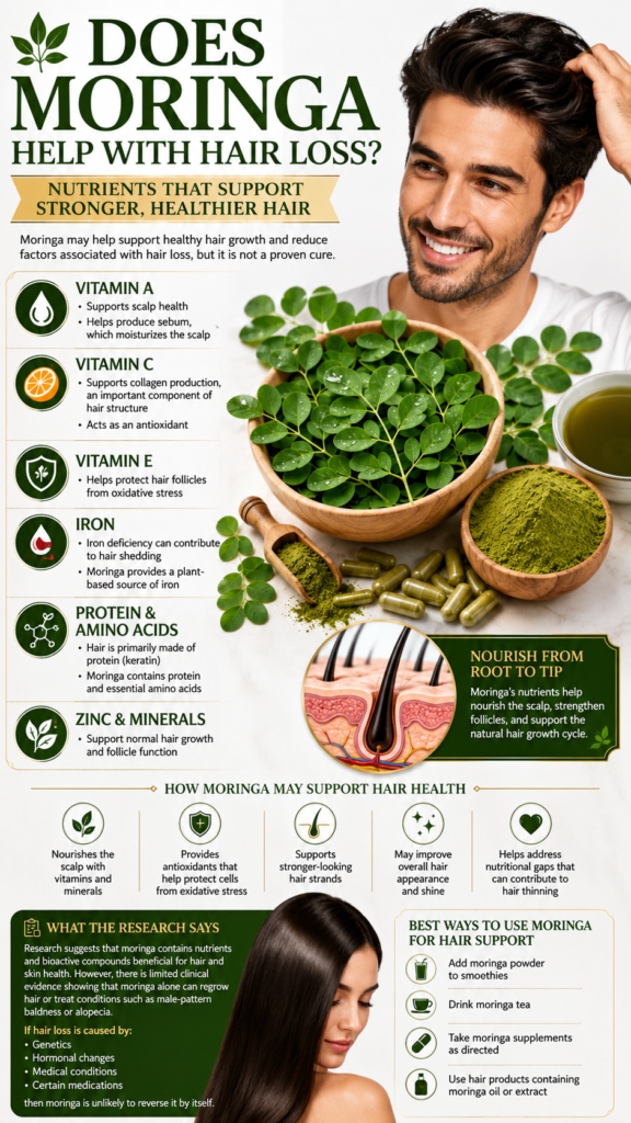 moringa benifits for hair infographics